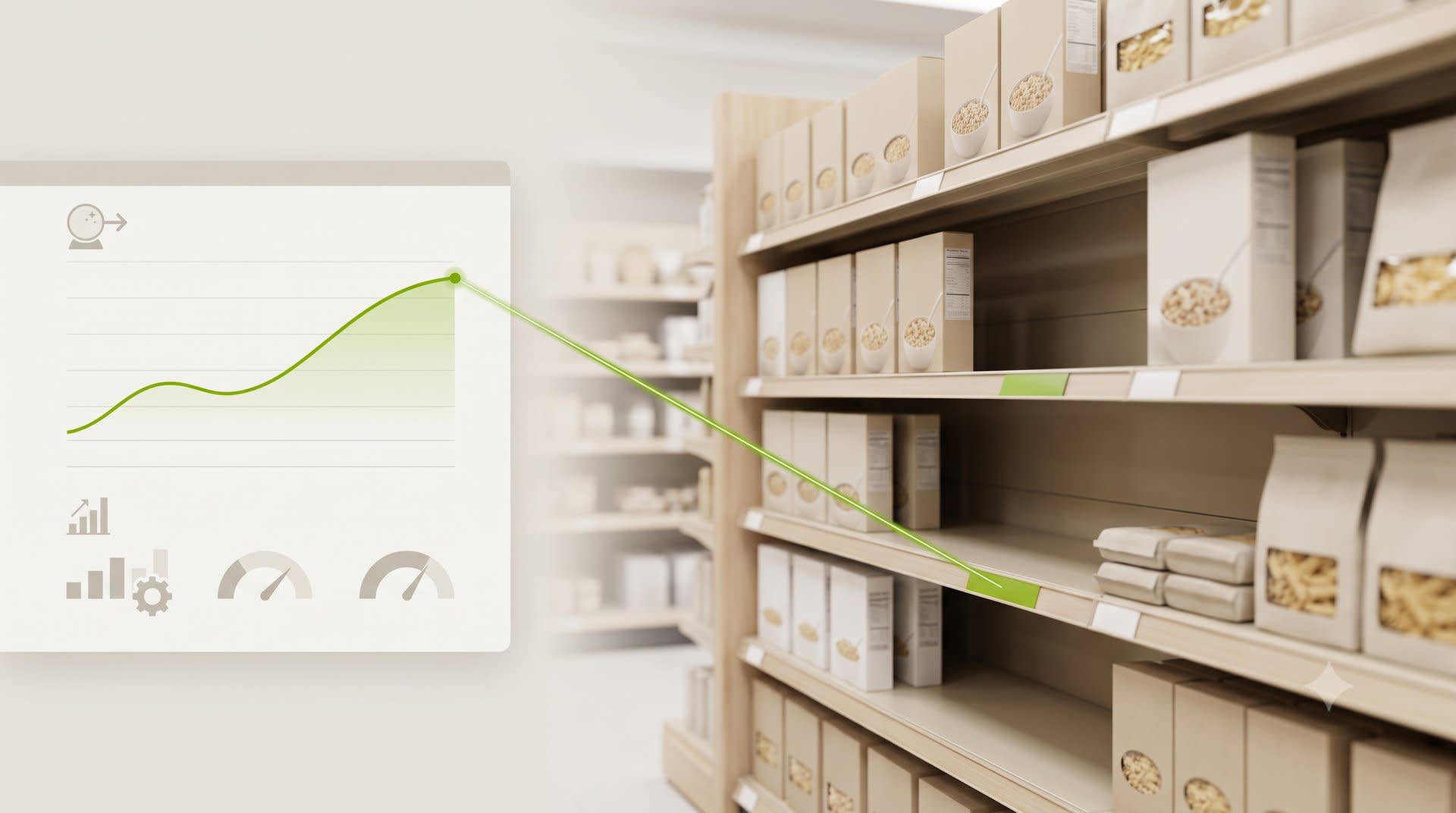 Demand forecast to store shelf, illustrating the gap between prediction and availability