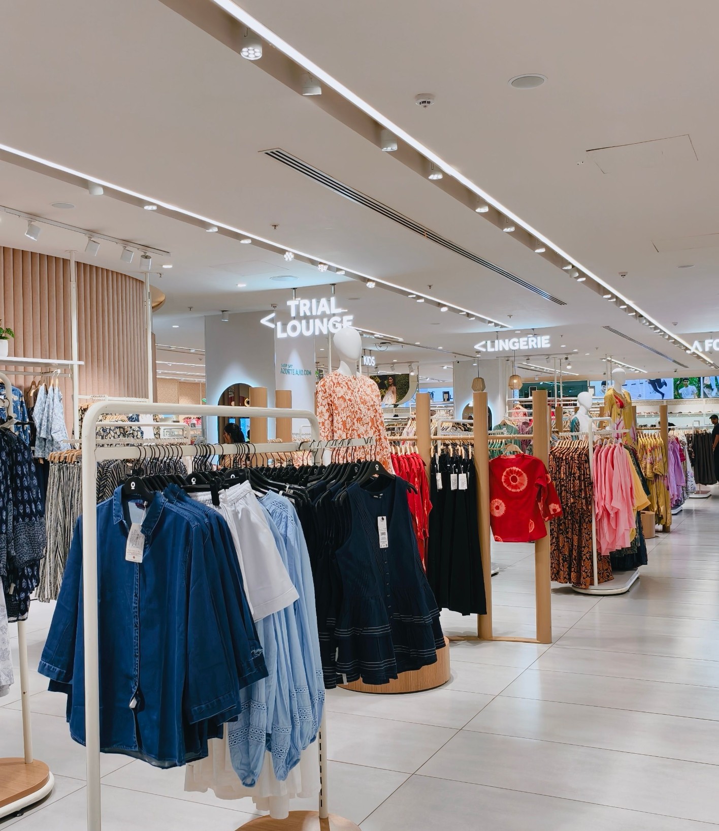 Clothing racks in a fashion store
