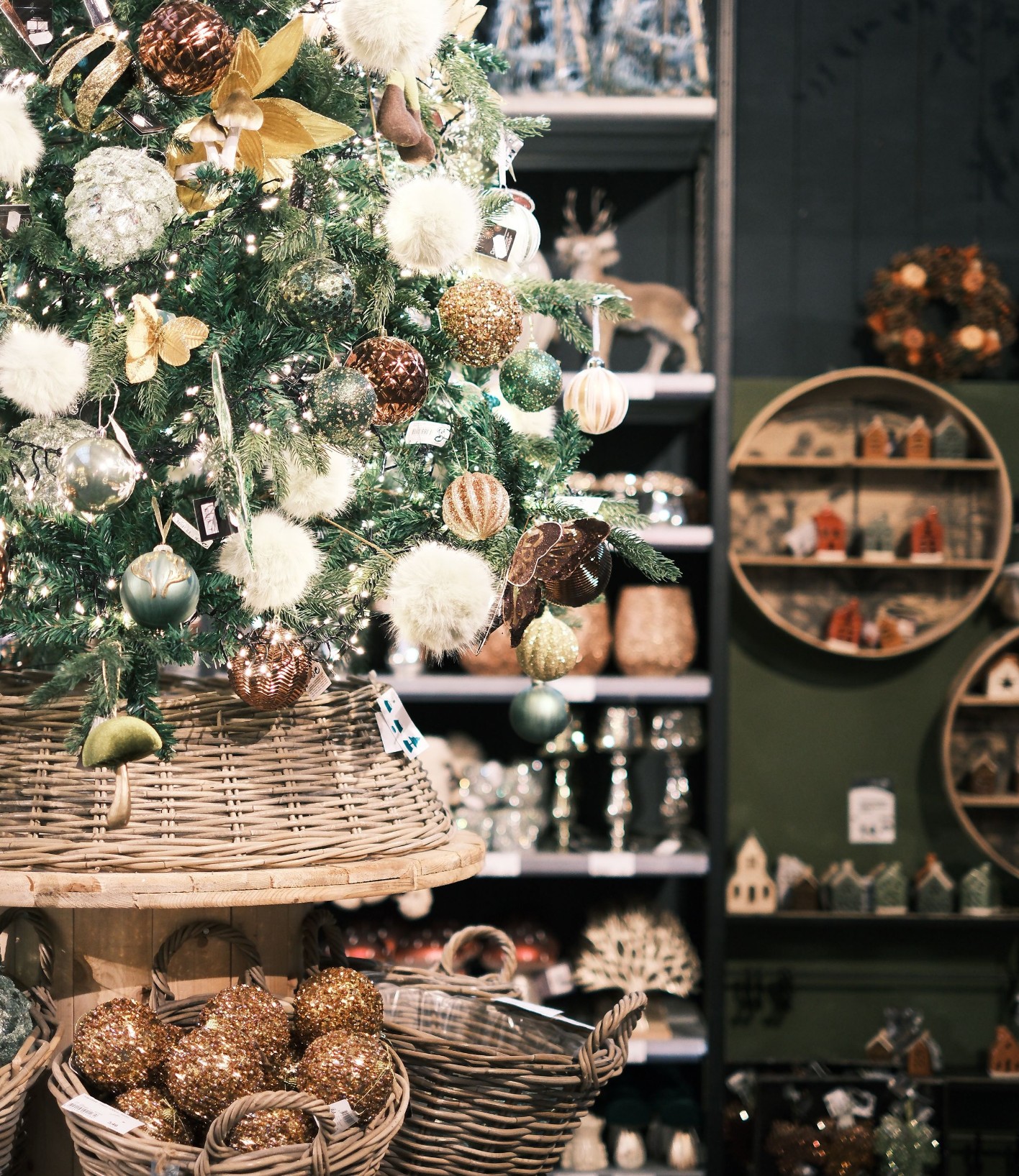 Christmas decorations in a shop