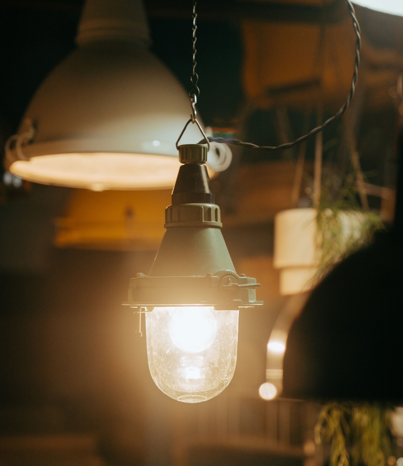 Pendant lamp lit up